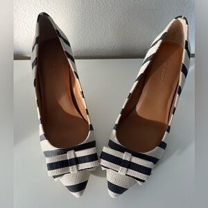 J.Crew Factory Striped Fabric High Heels Size 7.5